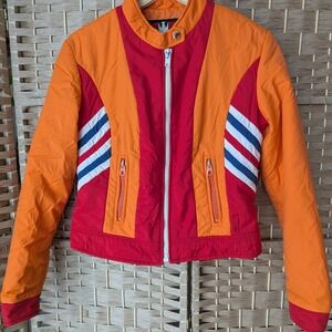 VTG 70's Innsbruck Ski Jacket Orange Red Blue White Stripes Retro Sportswear